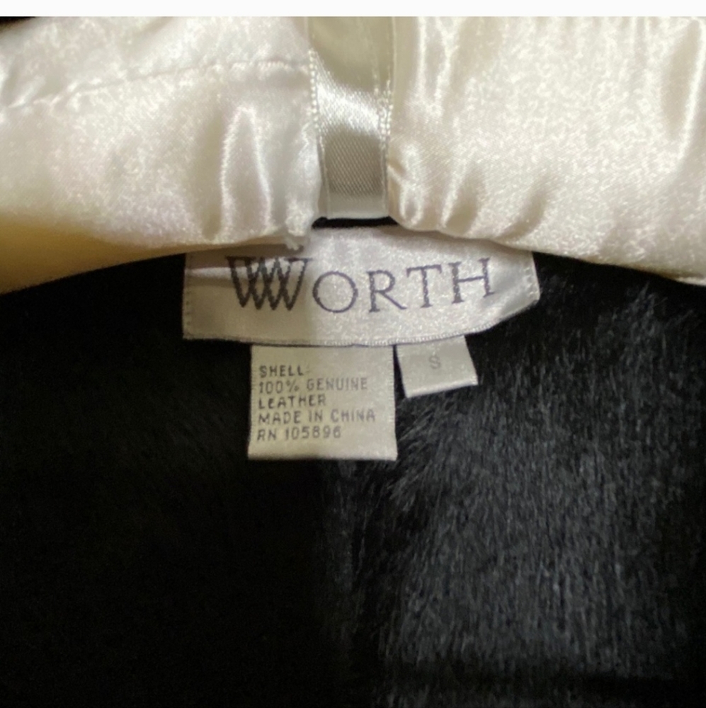 WORTH Coat soft Leather and Fur Black Jacket Small like new - Picture 7 of 11